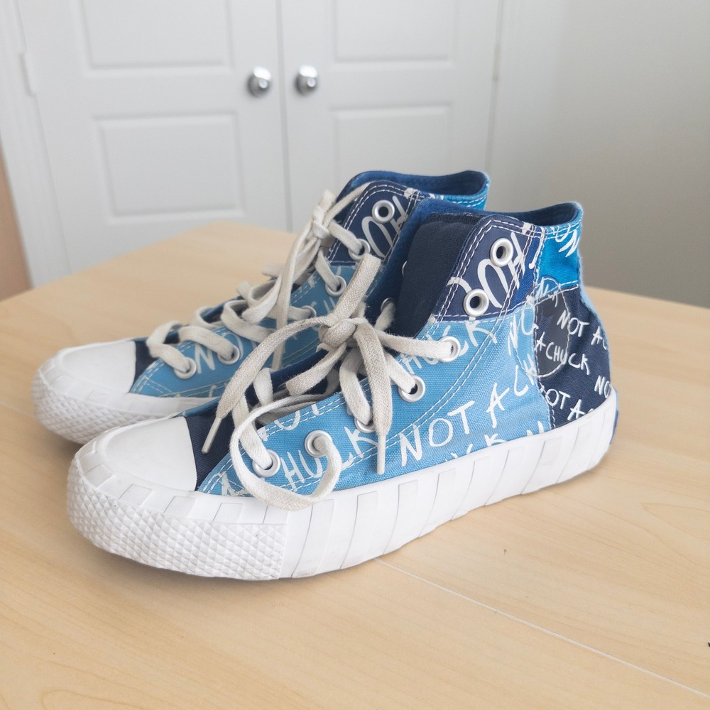 Converse Not A Chuck Sneakers Boys 5 Blue Patchwork High Top CPX70 Streetwear